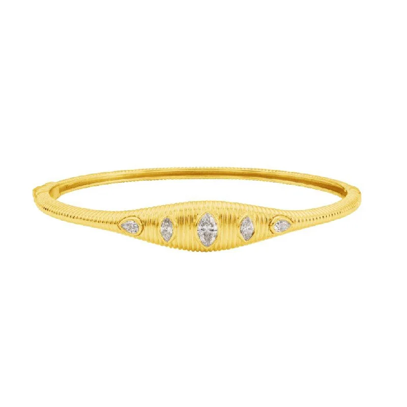 14K YG Marquise and Pear Shaped Diamond Bangle