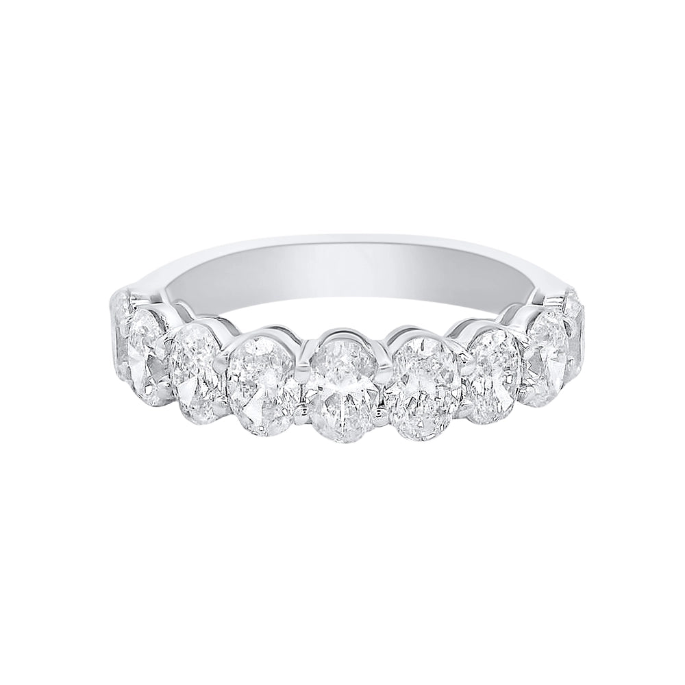 18K White Gold Oval Diamond Band