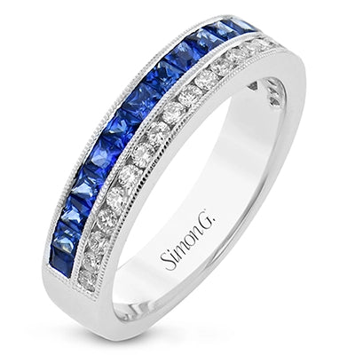 18K White Gold Sapphire and Diamond Band