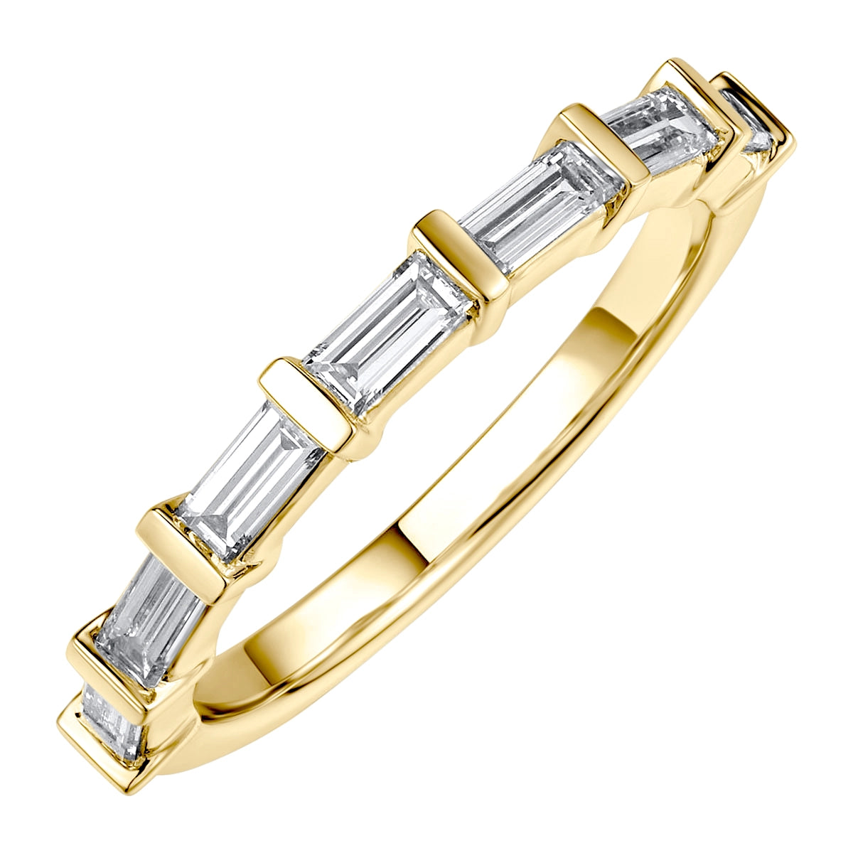 18K Yellow Gold East to West Baguette Diamond Band