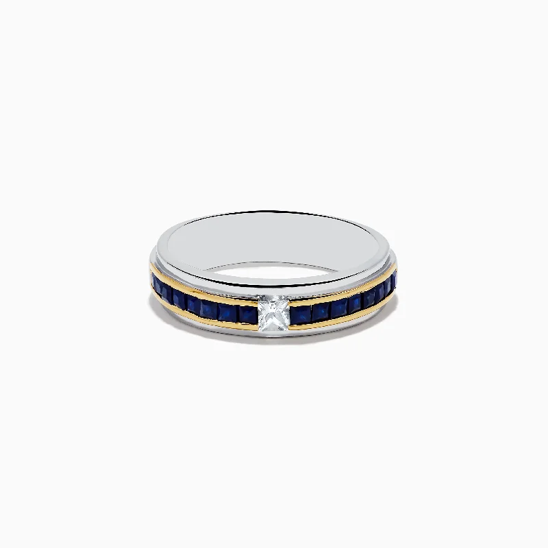 925 Men's Sterling Silver Sapphire Ring