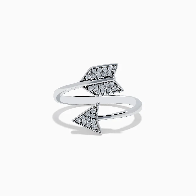 925 Sterling Silver Diamond Spiral Arrow Ring