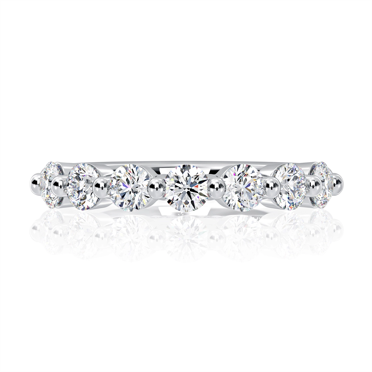 A. Jaffe 14K White Gold Bead Set Diamond Band