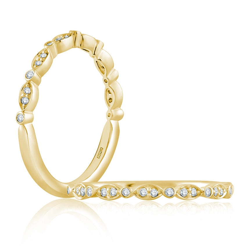 A. Jaffe 14K Yellow Gold Alternating Marquise and Round Design Diamond Band