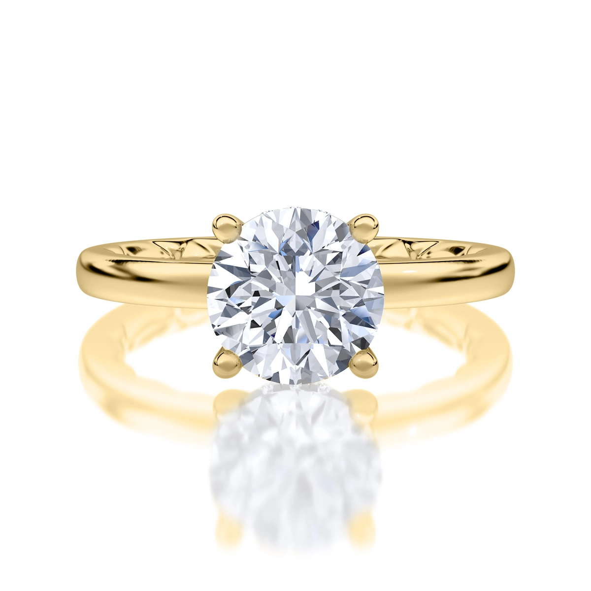 A. Jaffe 14K Yellow Gold Semi Mount Diamond Ring with Round Hidden Halo and Quilted Accent