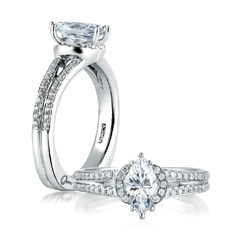 A. Jaffe Art Deco Diamond Engagement Ring Setting in White Gold