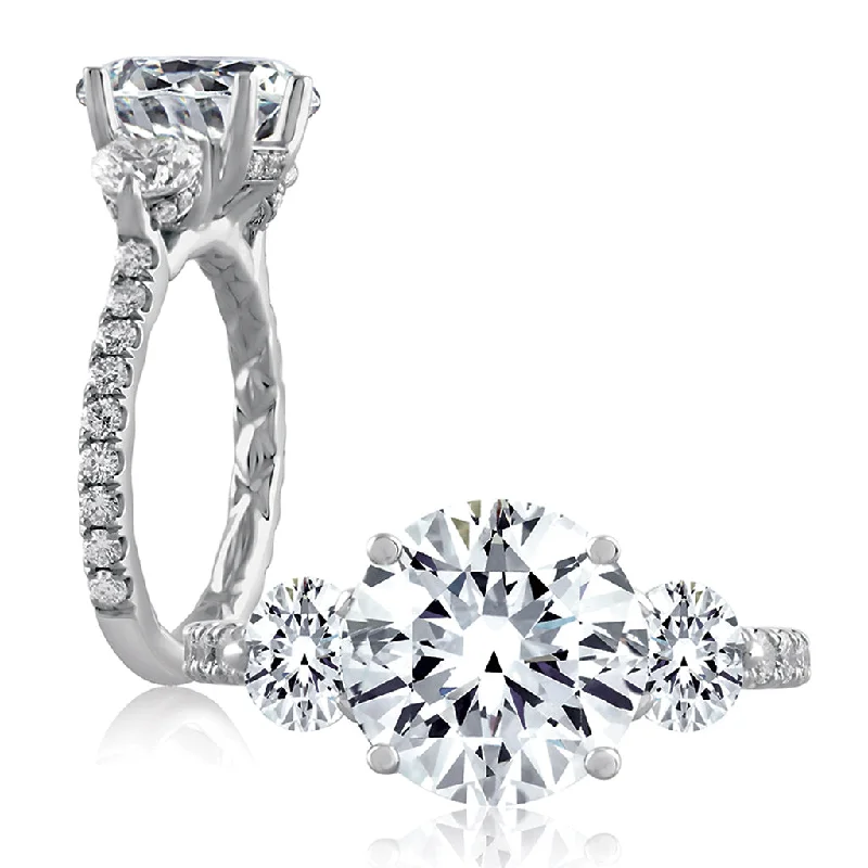 A. Jaffe Classics Three-Stone Diamond Engagement Ring Setting in White Gold