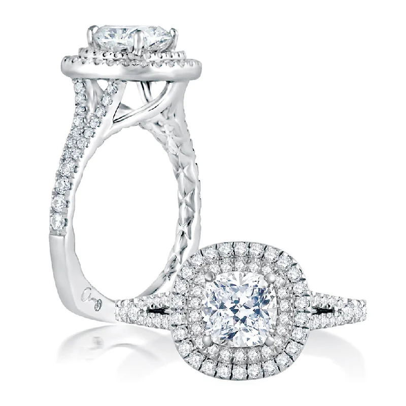 A. Jaffe Double Halo Engagement Ring Setting in White Gold