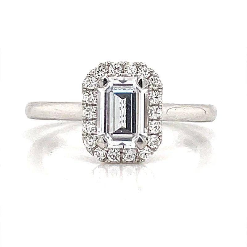 A. Jaffe Emerald Cut Halo Engagement Ring Setting in White Gold