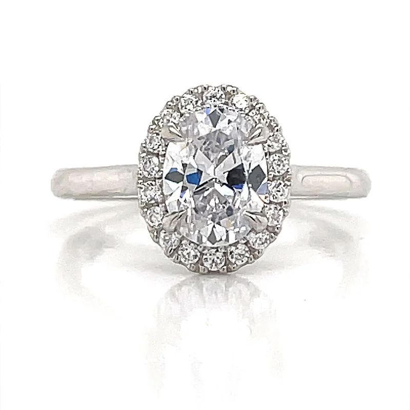 A. Jaffe Oval Halo Engagement Ring Setting in White Gold