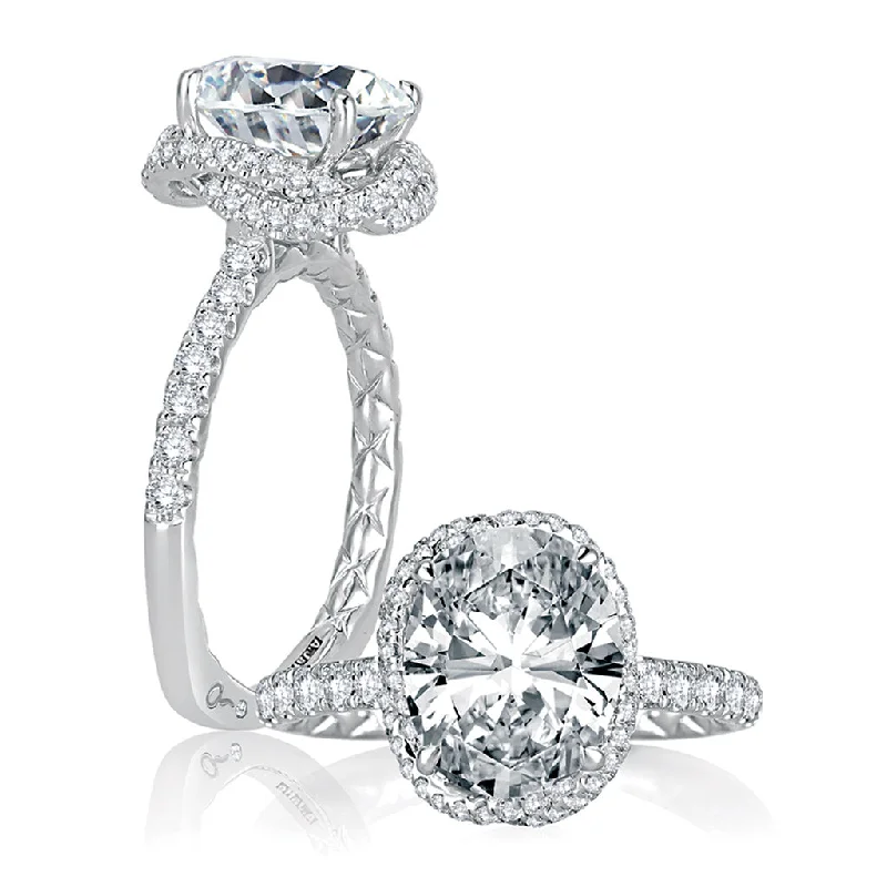 A. Jaffe Quilted Diamond Engagement Ring Setting in White Gold