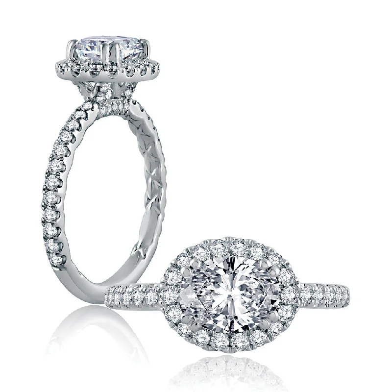 A. Jaffe Quilted East-West Diamond Engagement Ring Setting in White Gold