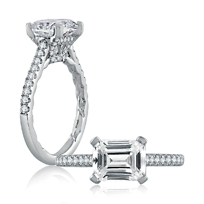 A. Jaffe Quilted East-West Diamond Engagement Ring Setting in White Gold