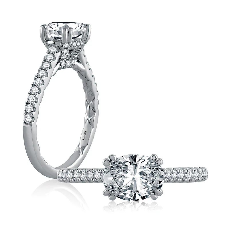 A. Jaffe Quilted East-West Diamond Engagement Ring Setting in White Gold