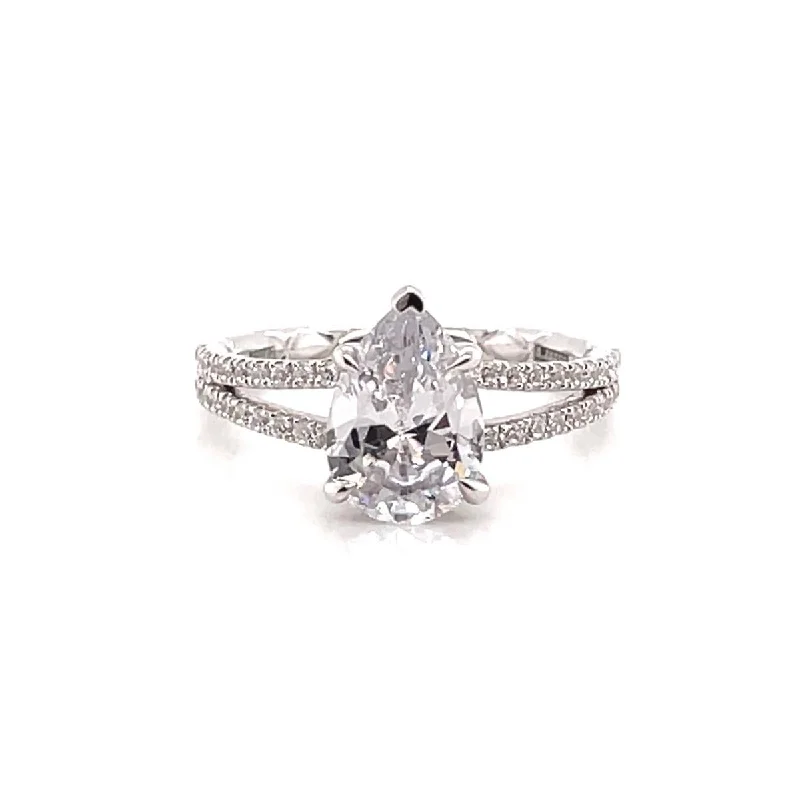 A. Jaffe Quilted Pear Shape Diamond Engagement Ring Setting in White Gold