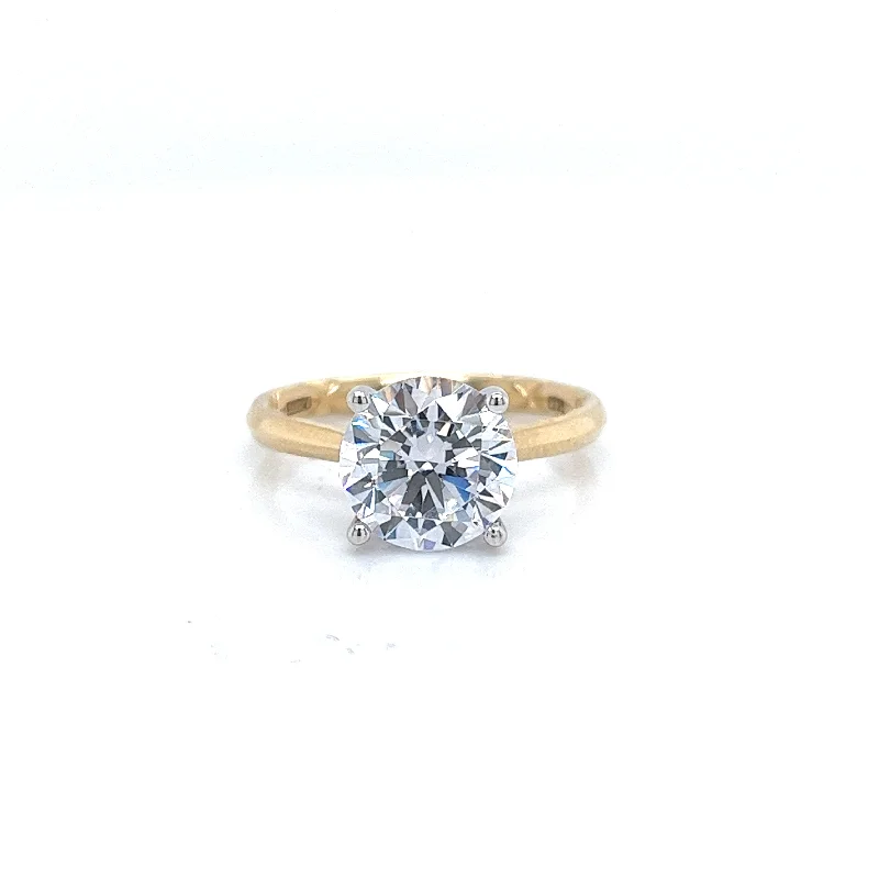 A. JAFFE Round Center Hidden Halo Diamond Engagement Ring Setting in 14K Yellow/White Gold (0.07ctw)