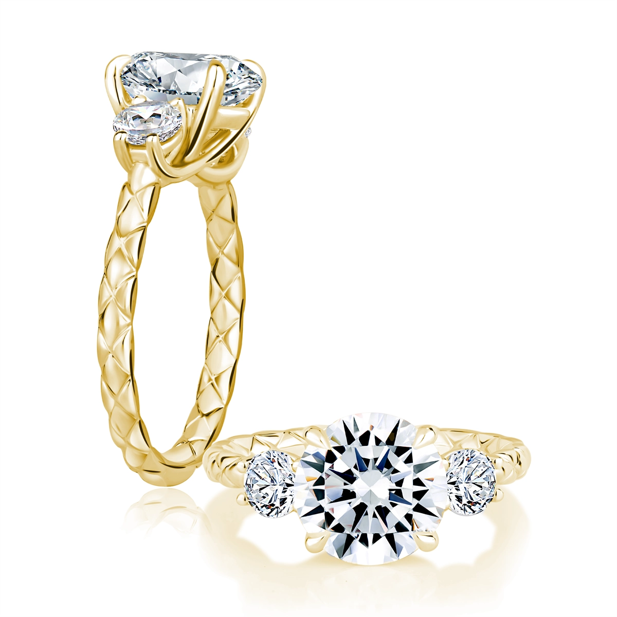 A.Jaffe 14K Yellow Gold 3-Stone Diamond Ring