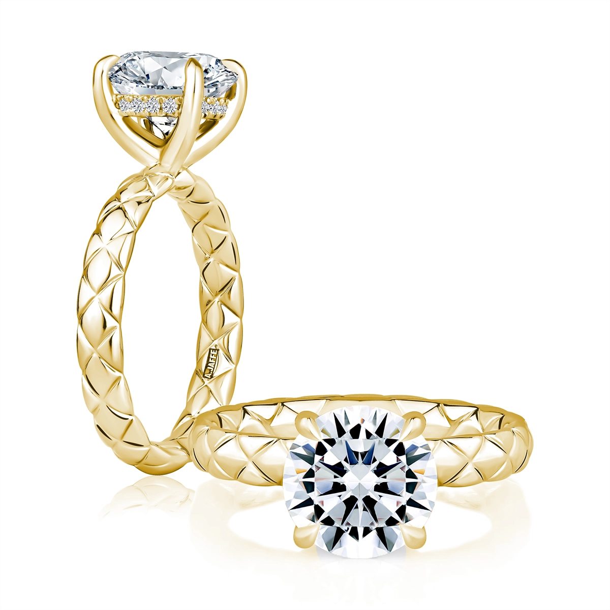 A.Jaffe 14K Yellow Gold Diamond Semi-mount Ring with Hidden Halo