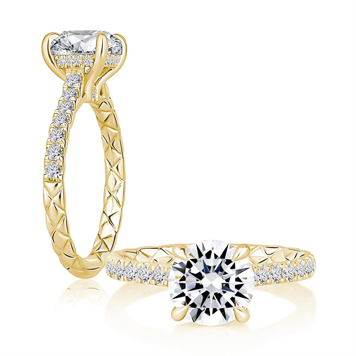 A.Jaffe 14K Yellow Gold Diamond Semi-mount Ring with Hidden Halo