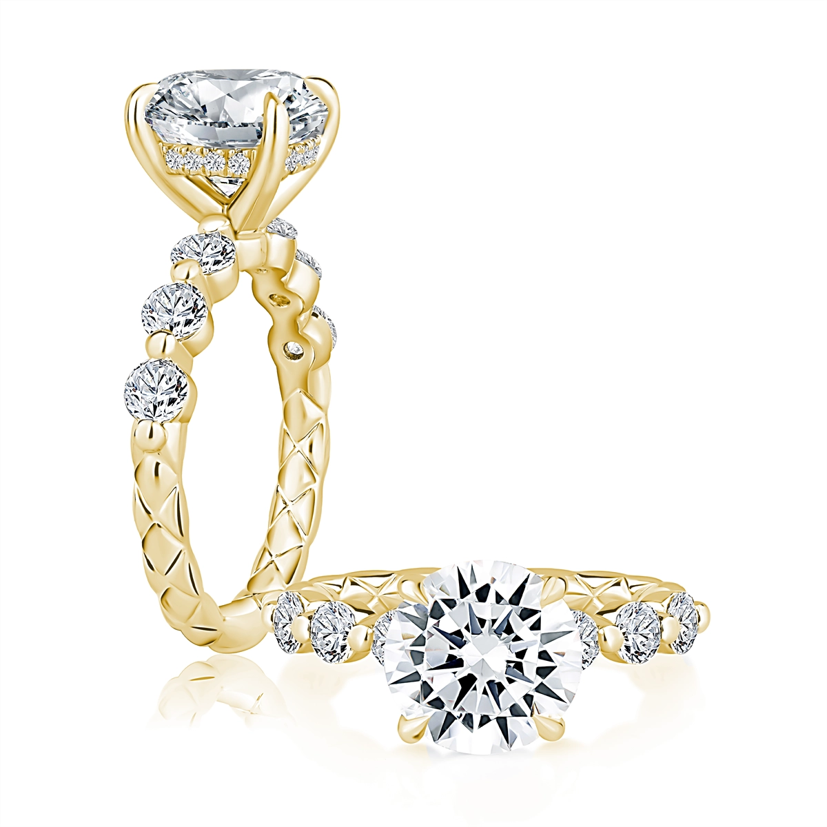 A.Jaffe 14K Yellow Gold Diamond Semi-mount Ring with Hidden Halo