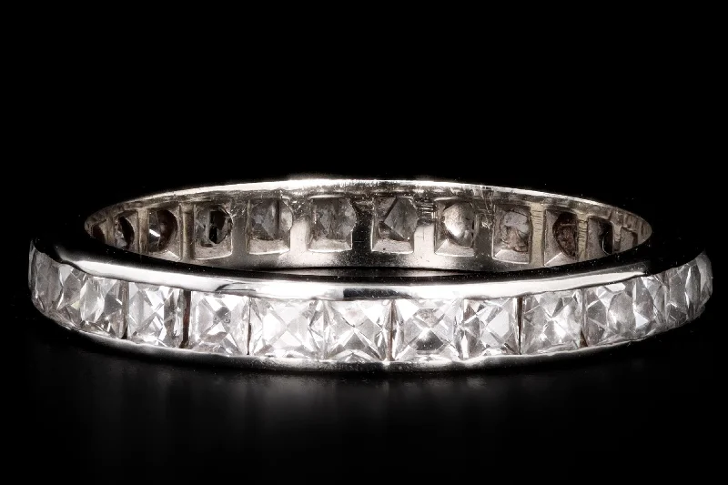 Art Deco 14K White Gold 1.5 Carat Total Weight French Cut Diamond Channel Eternity Wedding Band