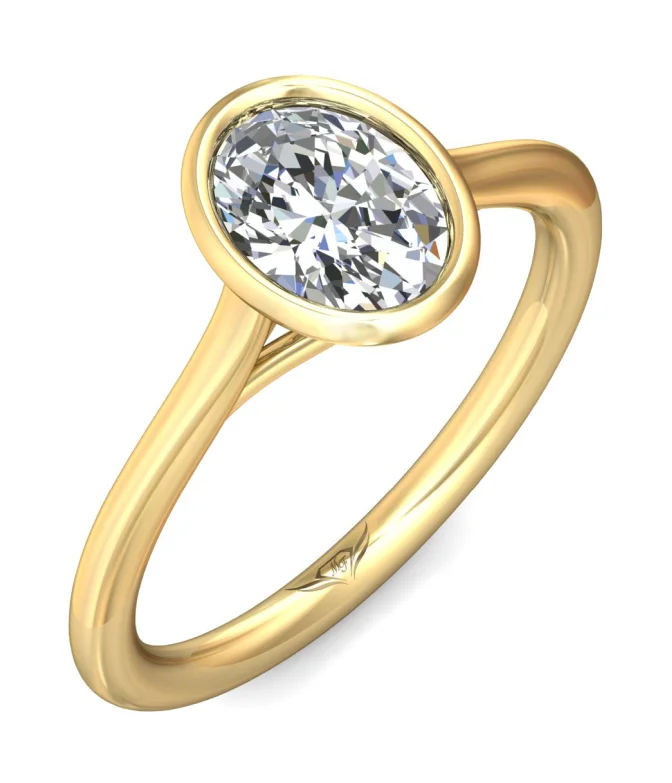 Bremer Jewelry Oval Center Solitaire Diamond Engagement Ring Setting in 14K Yellow Gold