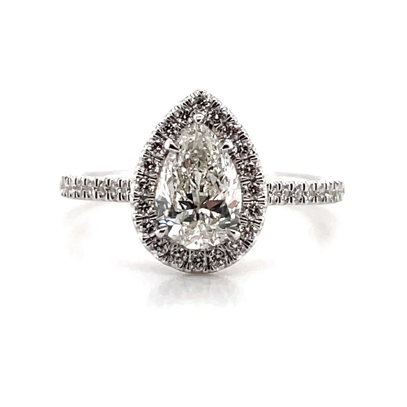 Bremer Jewelry Pear Halo Diamond Engagement Ring in 14K White Gold (1.30ctw)