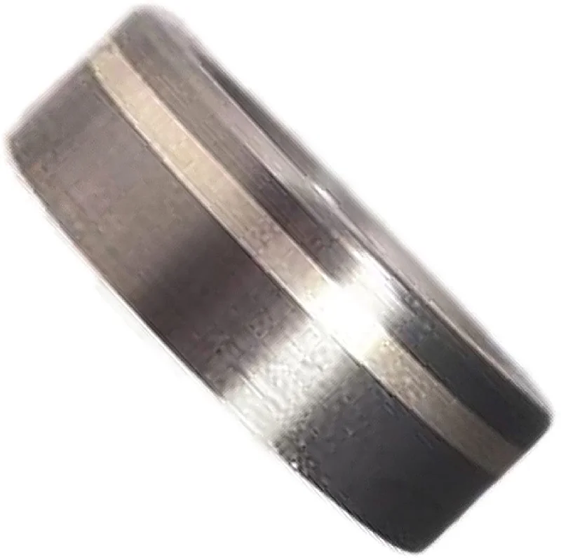 Brushed Satin Titanium, Inlaid Sterling Silver 7mm Comfort-Fit Ring, Size 14.25