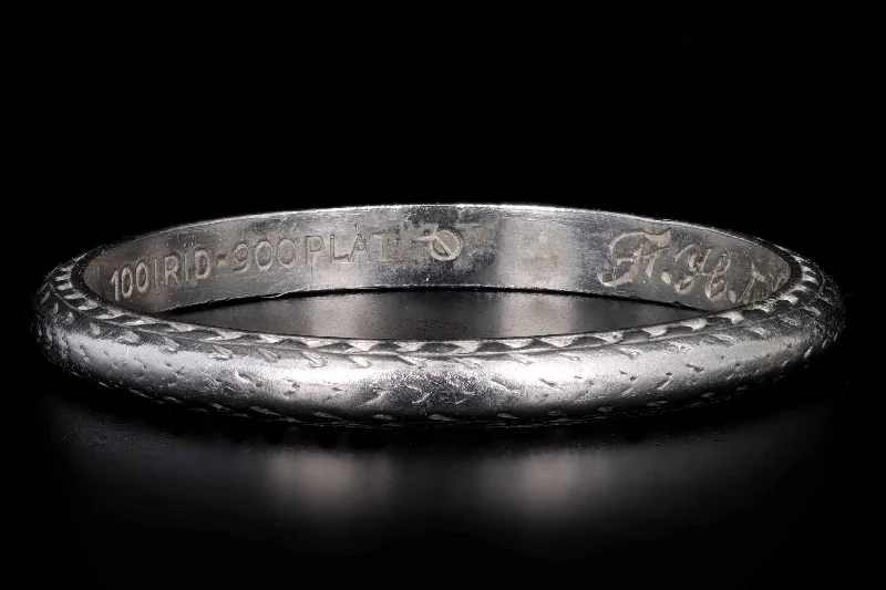 Platinum Art Deco Wedding Band Dated 10-24-1929