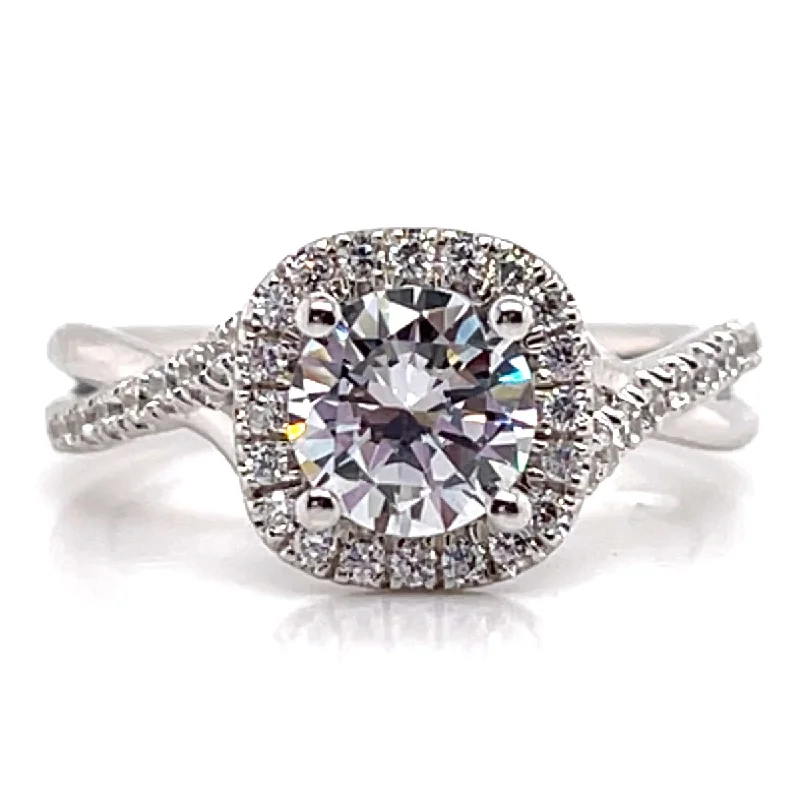 Cushion Halo Engagement Ring Setting in White Gold