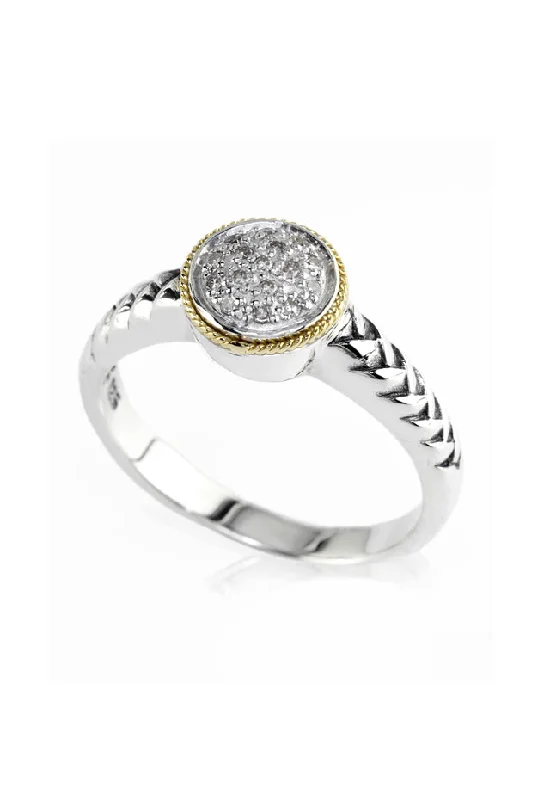 925 Sterling Silver & 18K Gold Accented Diamond Ring, 0.06 TCW