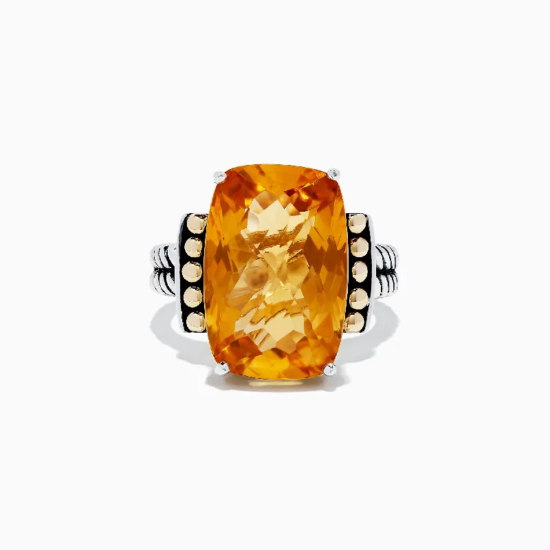 925 Sterling Silver & 18K Gold Citrine Ring, 11.85 TCW