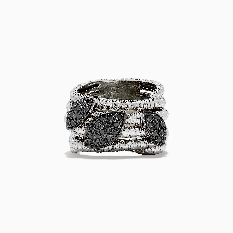 925 Sterling Silver Black Diamond Ring