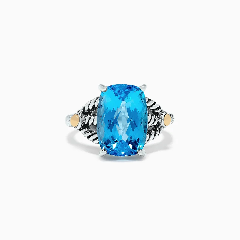 925 Sterling Silver Blue Topaz Ring, 6.85 TCW