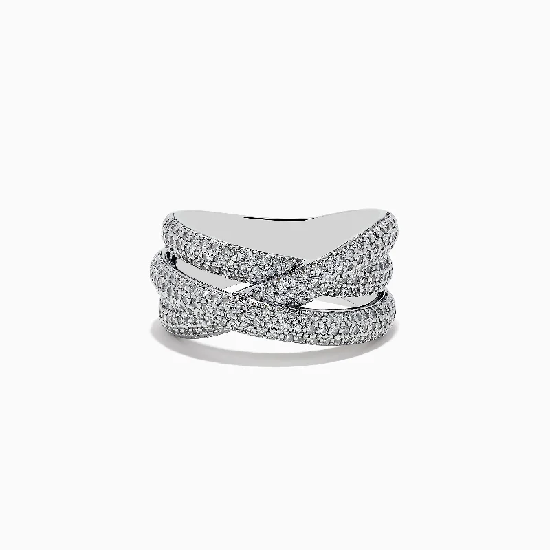 925 Sterling Silver Diamond Crossover Ring