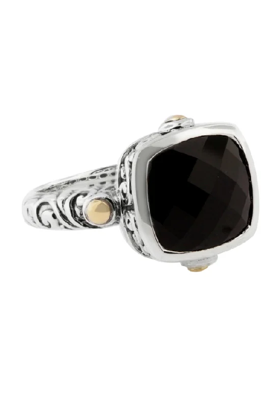 925 Sterling Silver & Gold Onyx Ring, 4.51 TCW