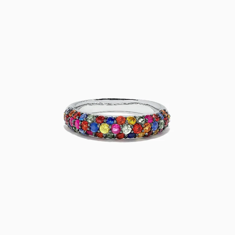 925 Sterling Silver Multi Sapphire Splash Ring, 1.84 TCW