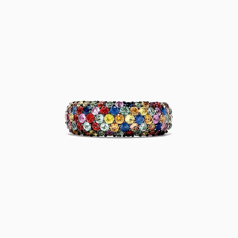 925 Sterling Silver Multi Sapphire Splash Ring, 2.55 TCW