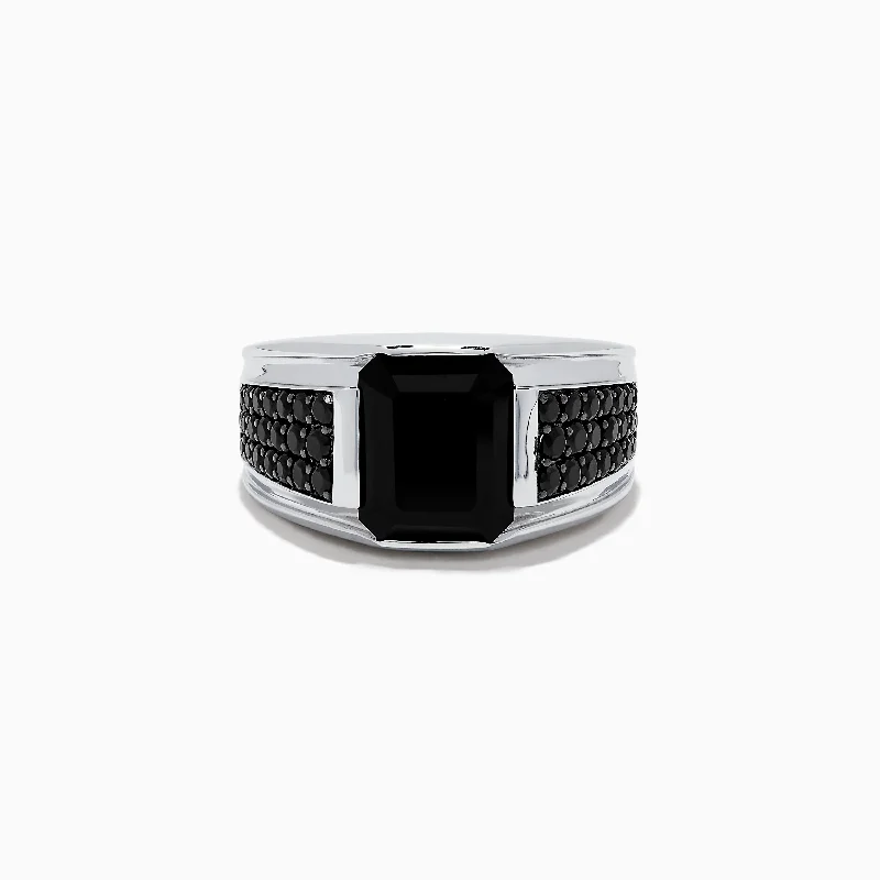 Men's 925 Sterling Silver Onyx and Black Spinel Ring