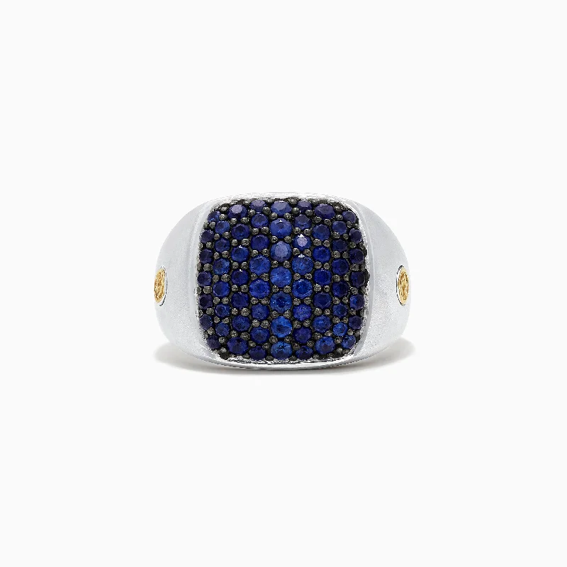 Men's Sterling Silver & 18K Yellow Gold Blue Sapphire Ring, 2.00 TCW