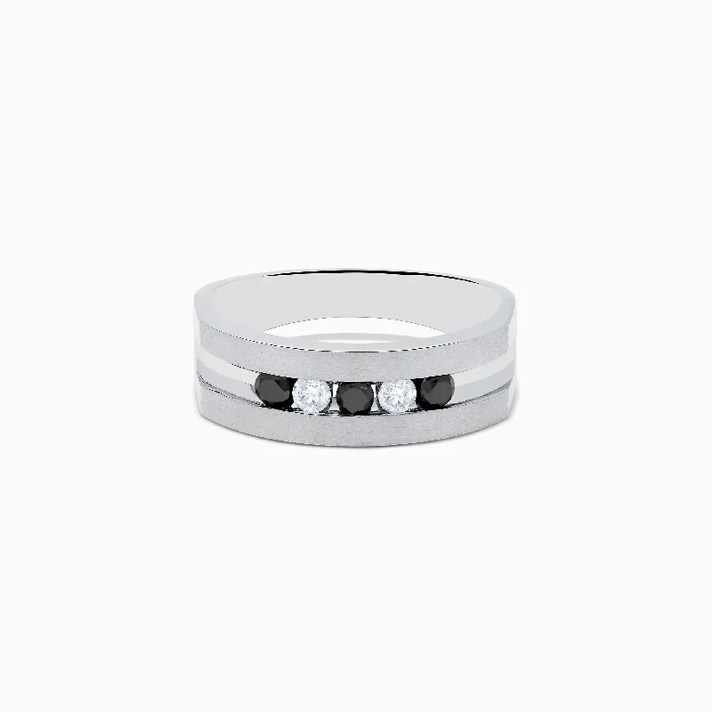 Men's Sterling Silver Black and White Diamond Ring, 0.50 TCW