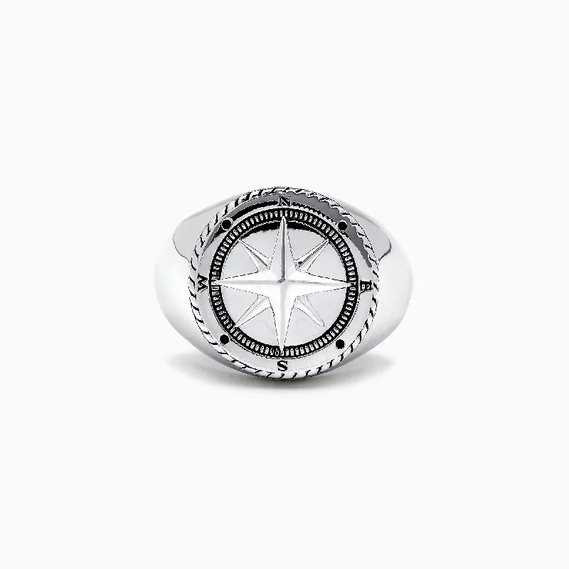 Men's Sterling Silver Compass Ring