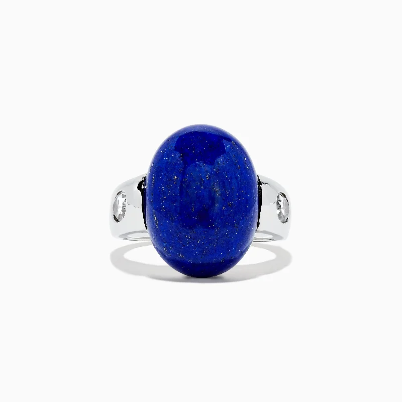 Men's Sterling Silver Lapis Lazuli Ring, 23.10 TCW