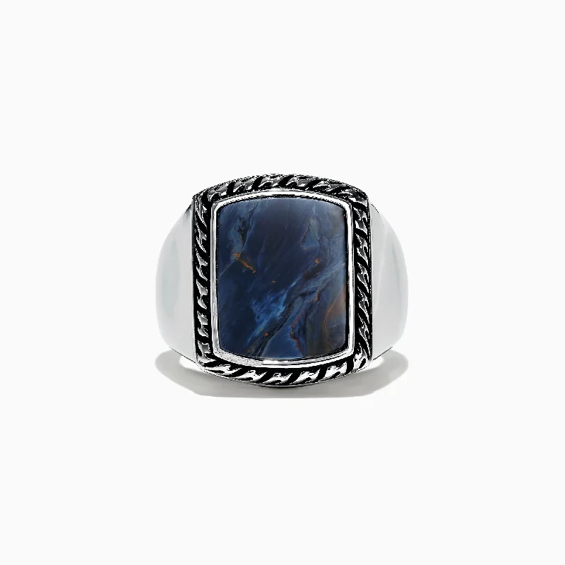 Men's Sterling Silver Pietersite Ring, 6.00 TCW