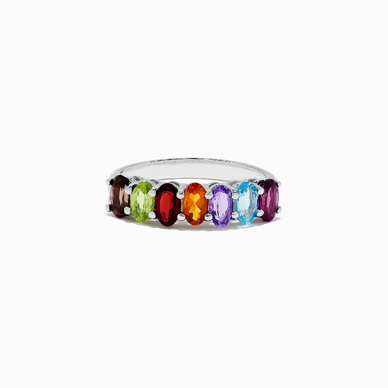 Mosaic Sterling Silver Multi Gemstone Ring, 1.66 TCW