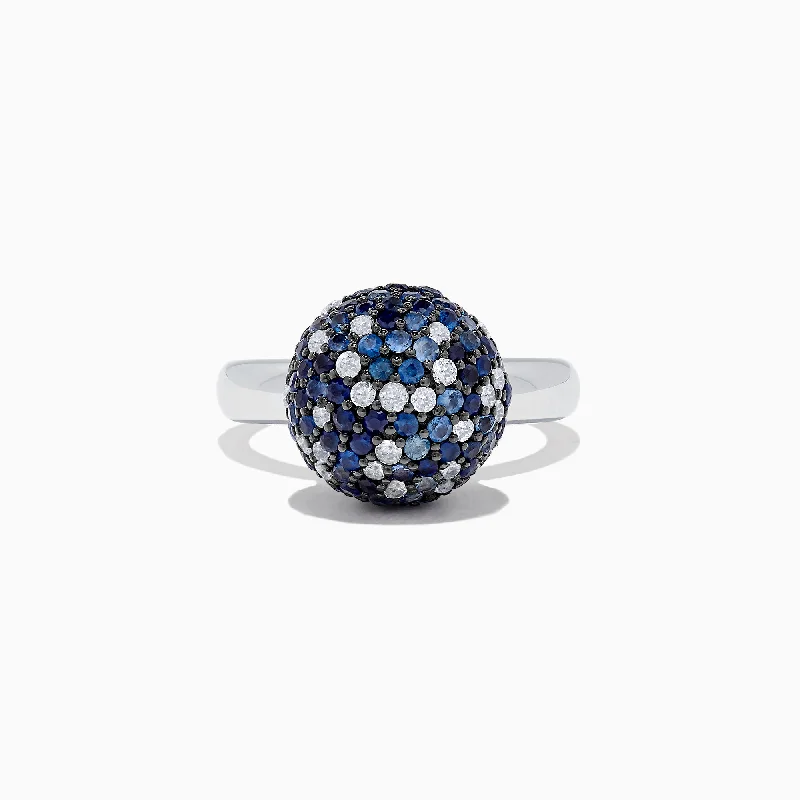 Splash Sterling Silver Blue Sapphire Ball Ring, 2.73 TCW