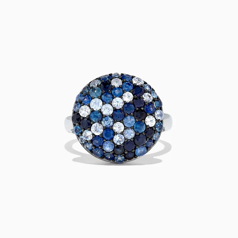 Splash Sterling Silver Blue Sapphire Circle Ring, 2.95 TCW