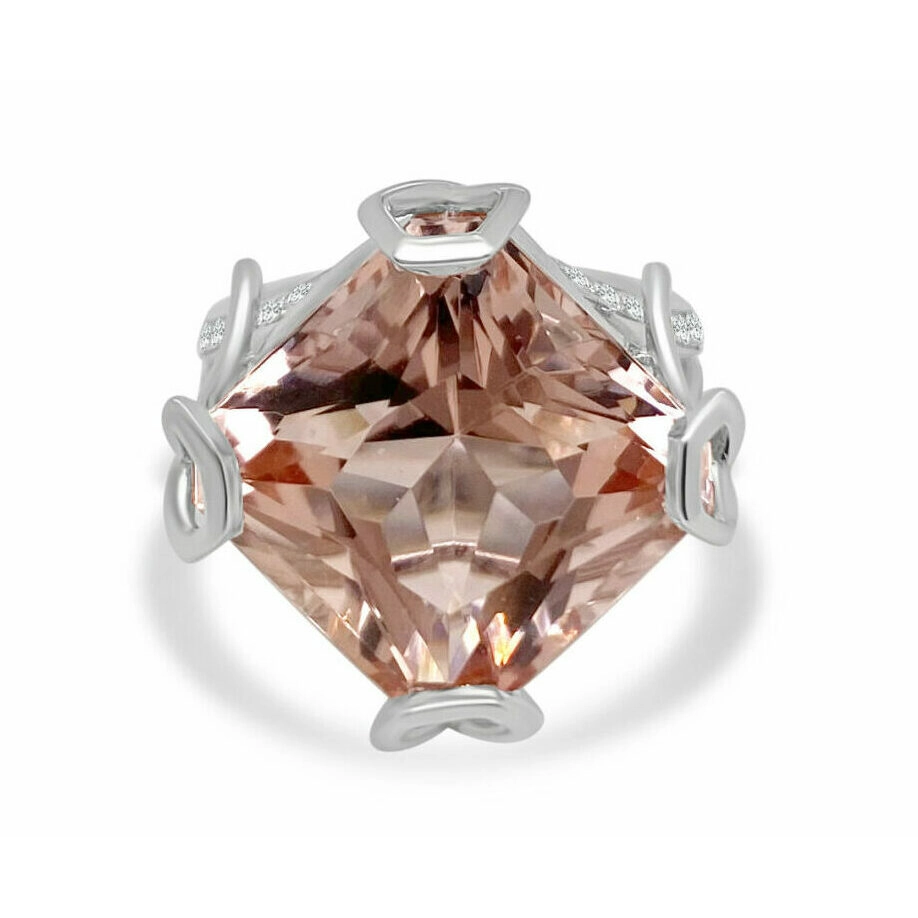 Frederic Sage 18K White Gold Morganite and Diamond Ring