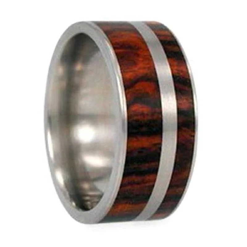 Ironwood, Titanium Pinstripe Inlay 9mm Comfort Fit Titanium Wedding Band, Size 10