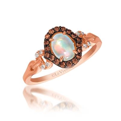 Le Vian 14K Strawberry Gold Oval Neopolitan Opal Ring with Chocolate and Vanilla Diamonds